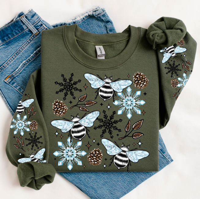 WINTER BEES - CREWNECK SWEATSHIRT W/ SLEEVE PRINT