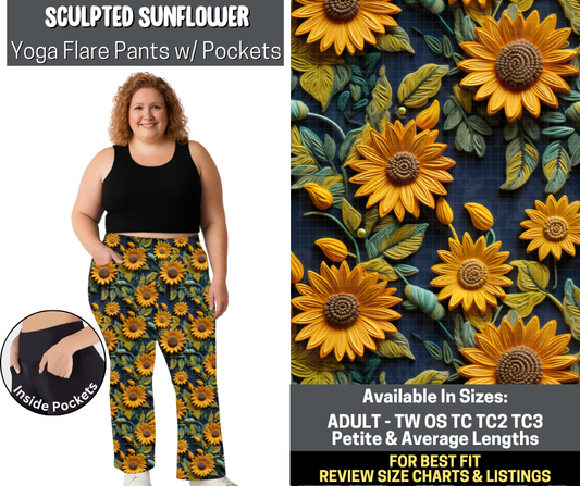 Preorder! Closes 5/19. ETA Aug. Sculpted Sunflower Yoga Flare Pants