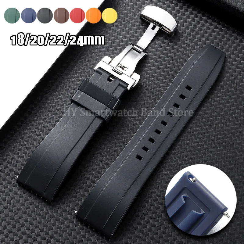 Samsung Galaxy Watch 7, 6, 5, 4 & FE Silicone Band with Butterfly Clasp