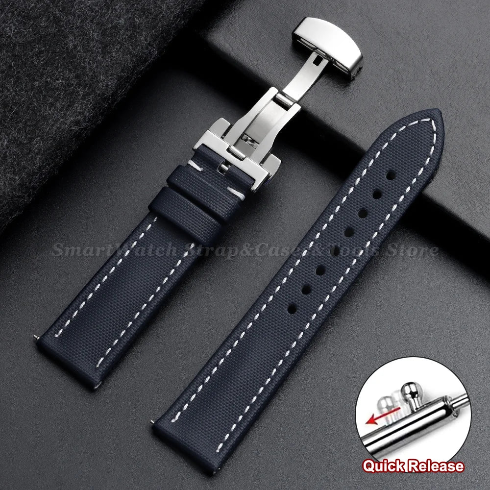 Samsung Galaxy Watch 7, 6, 5, 4 & FE Sailcloth Band with Butterfly Clasp