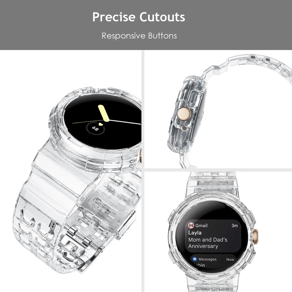 Google Pixel Watch 41mm Transparent Case Sport Band