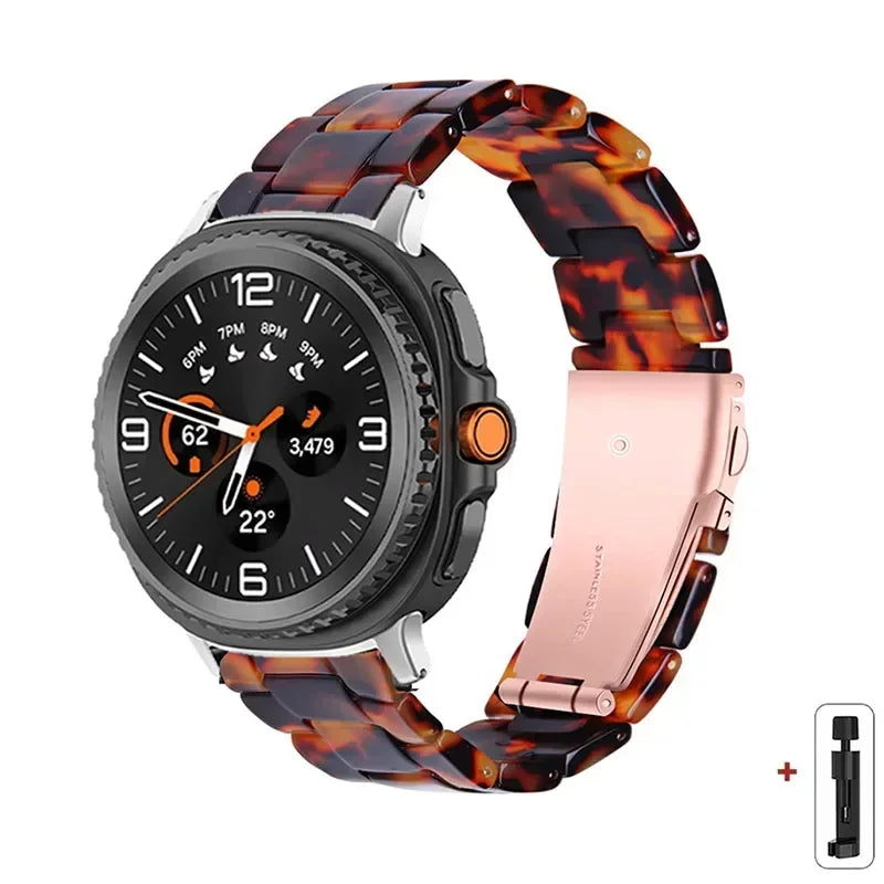 Samsung Galaxy Resin Link Watch Band - Tortoise Women Watch8/Watch8 Classic/Watch9 Ultra/Ultra2