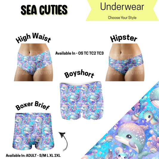 Preorder! Closes 5/14. ETA August. Sea Cuties Hipster, High Waist, & Boyshort Underwear & Boxer Briefs