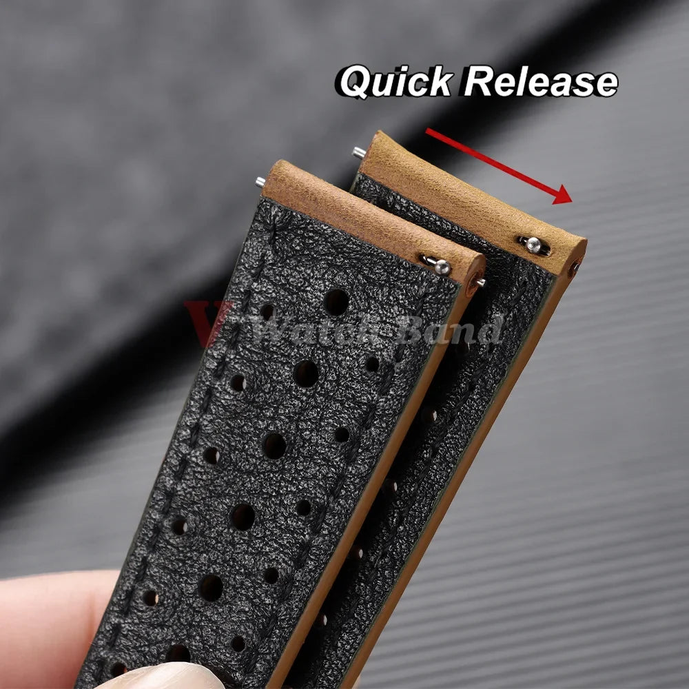Samsung Galaxy Watch 7, 6, 5, 4 & FE Perforated Racing Leather Band