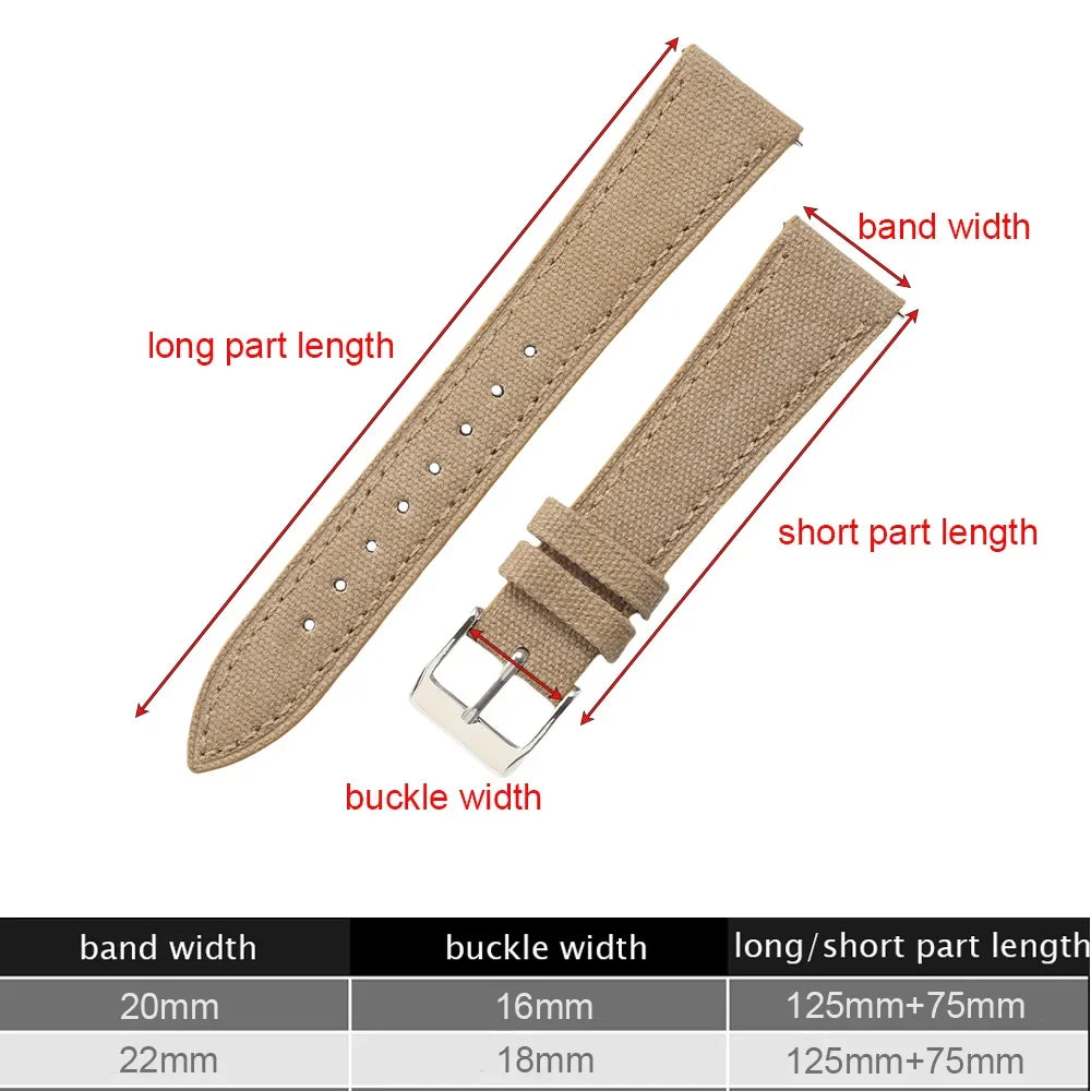 TicWatch Pro 3, E3 & GTH Slim Canvas Band with Leather Lining