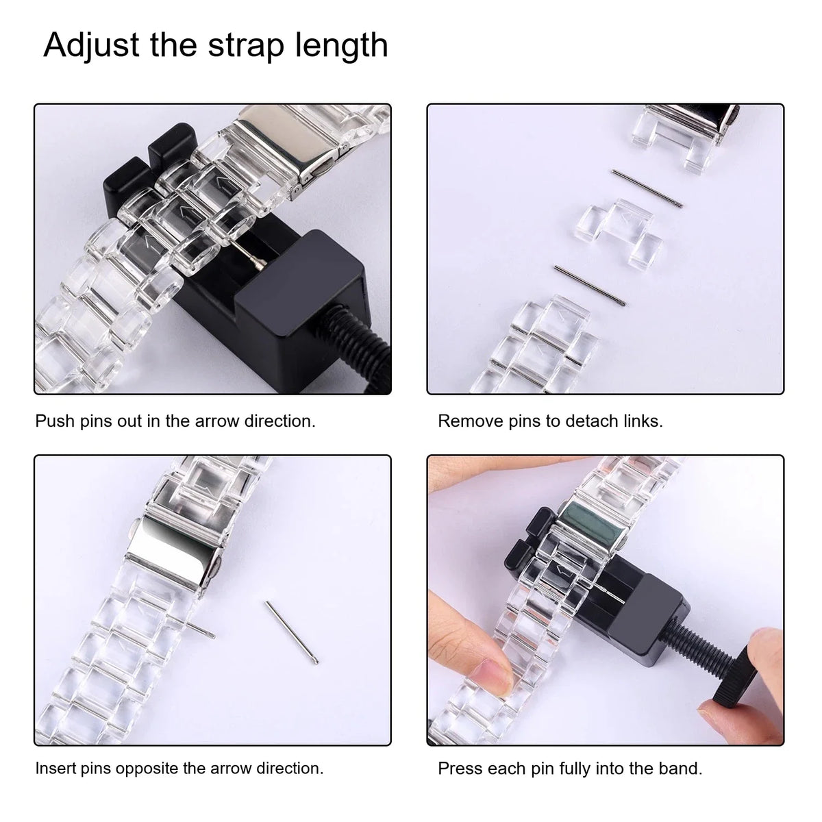 Samsung Galaxy Clear Plastic Link Watch Band – For Watch8/Watch8 Classic/Watch9/Ultra/Ultra2