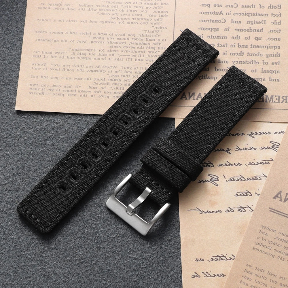 Samsung Galaxy Watch 7, 6, 5, 4 & FE Stitched Canvas Nylon Band