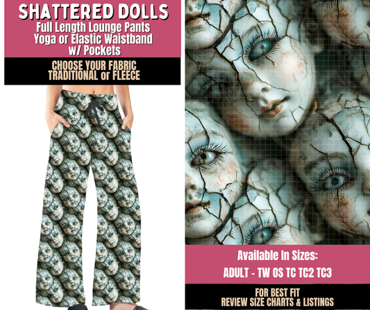 Preorder! Closes 10/1. ETA Dec. Shattered Dolls Lounge Pants Choose Fleece or Traditional