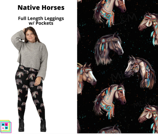 Native Horses Full Length Leggings w/ Pockets