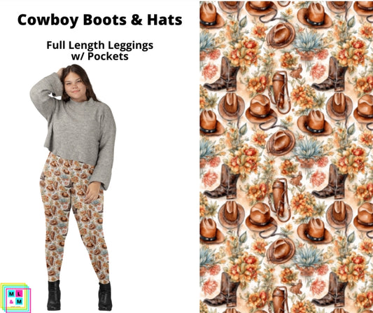 Cowboy Boots & Hats Full Length Leggings w/ Pockets