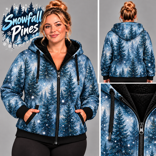 Snowfall Pines-FLEECE LINED HOODED JACKET-PREORDER CLOSING 11/9, ETA LATE JAN.