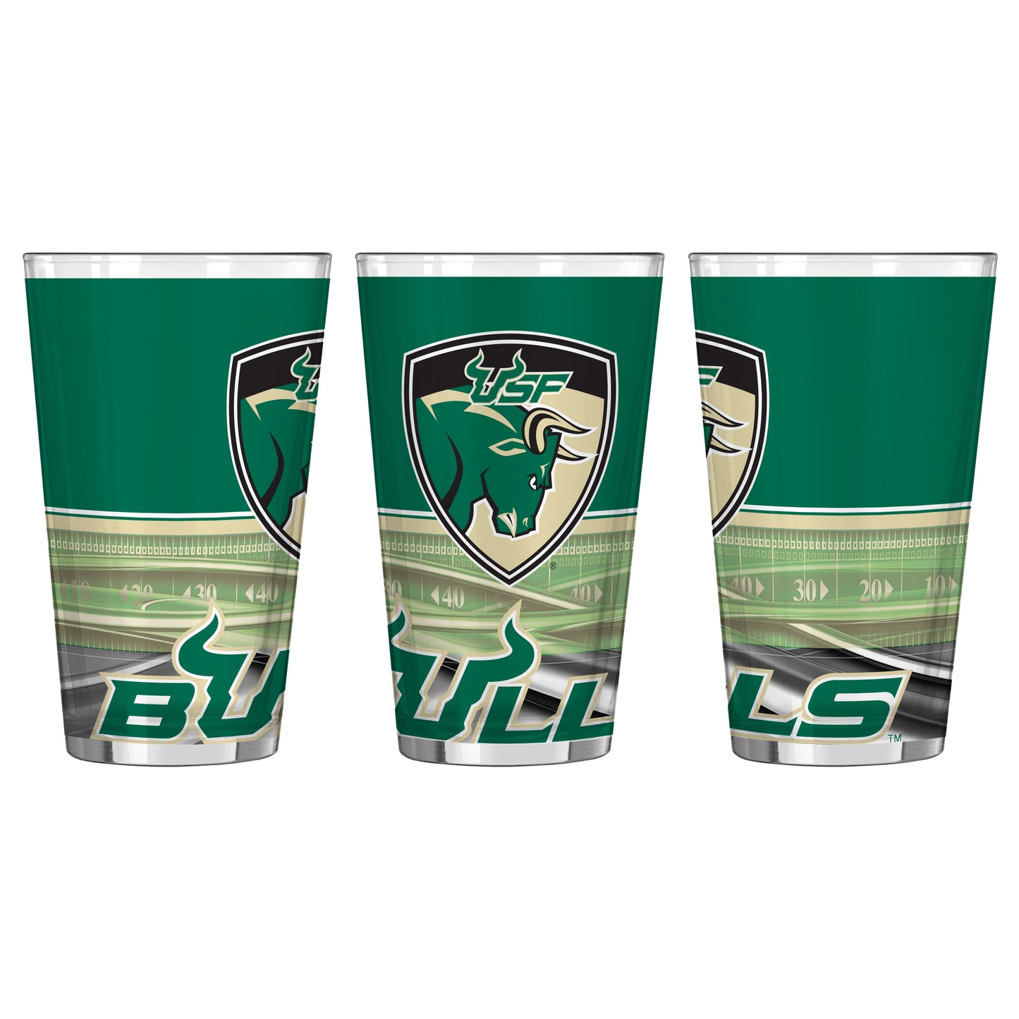 USF Bulls Field Sublimated 16 Oz. Pint Glass