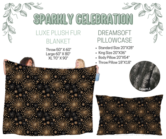 Preorder! Closes 10/9. ETA Dec. Sparkly Celebration Luxe Plush Fur Blanket and/or DreamSoft Pillowcase