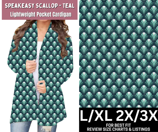 Speakeasy Scallop - Teal Pocket Cardigan