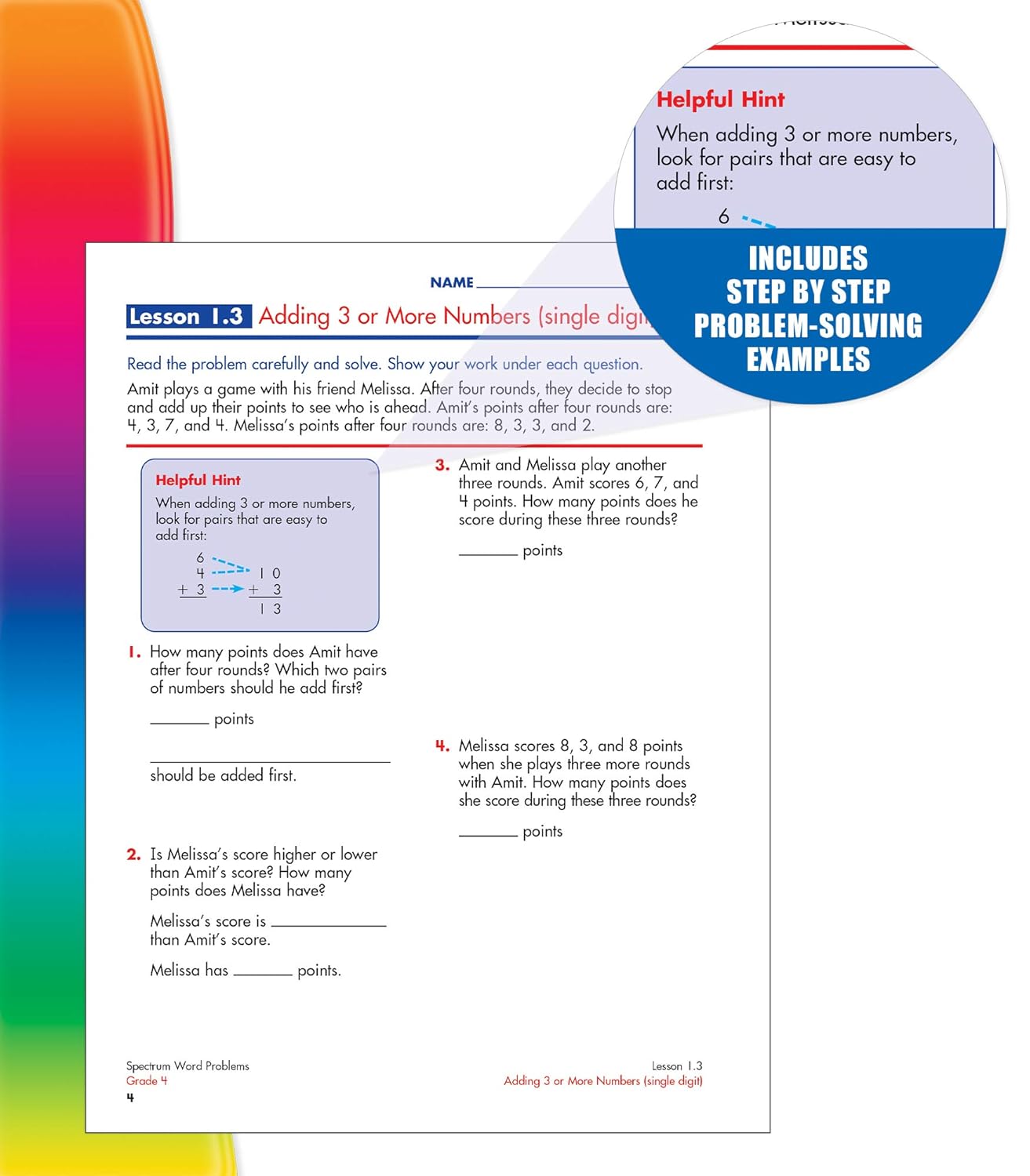 Spectrum Math Word Problems Grade 4 Workbook, Ages 10 to 11, 4th Grade Math Word Problems, Fractions, Decimals, Money, Measurements, Multi-Step Word Problems, and Preparing for Algebra - 128 Pages (Spiral Bound)
