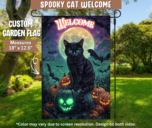 Spooky Cat Welcome Garden Flag