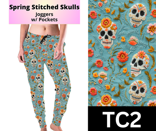 Spring Stitched Skulls Joggers