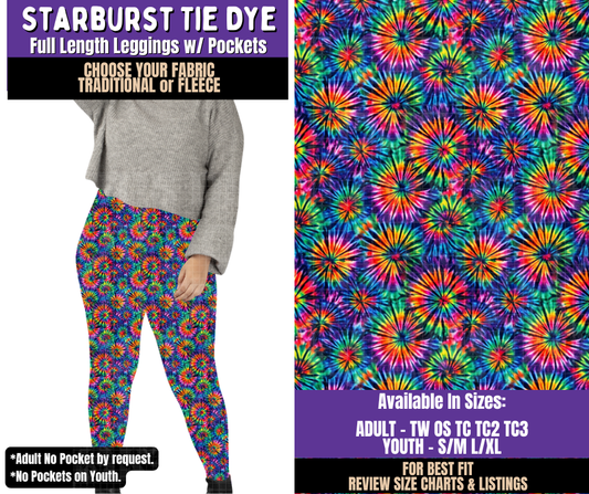 Preorder! Closes 8/5. ETA Nov. Starburst Tie Dye Leggings Choose Fleece or Traditional