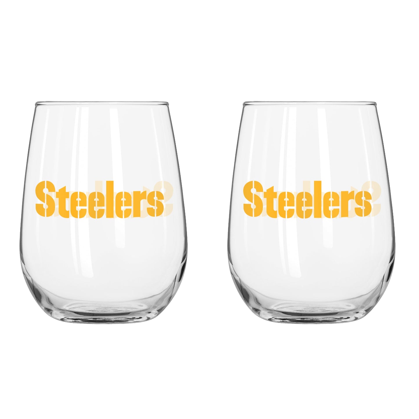 Pittsburgh Steelers Curved Wine Glass 16 Oz. 2 Pack