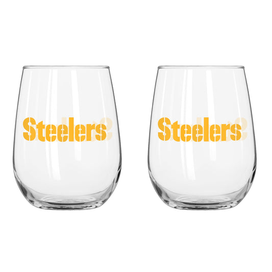 Pittsburgh Steelers Curved Wine Glass 16 Oz. 2 Pack
