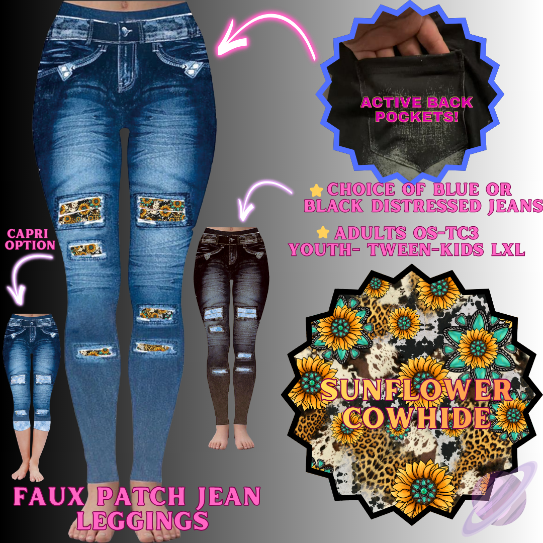 SUNFLOWER COWHIDE-FAUX JEAN LEGGING-PREORDER CLOSING 12/2 , ETA MID FEB.