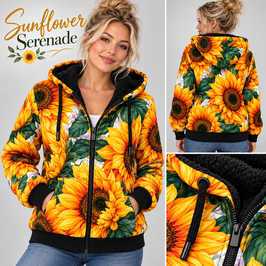 Sunflower Serenade-FLEECE LINED HOODED JACKET-PREORDER CLOSING 11/9, ETA LATE JAN.