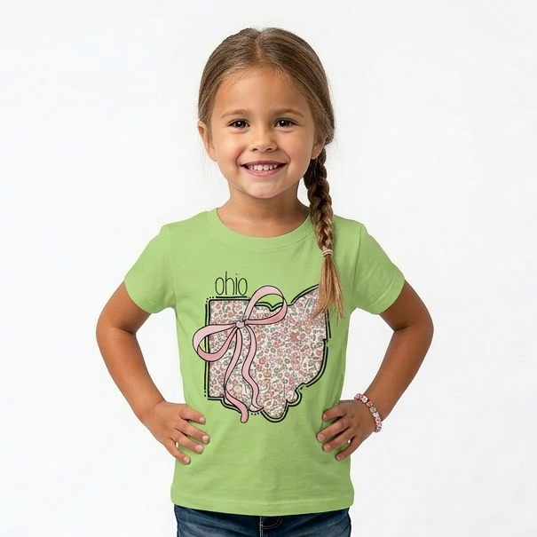 Sweet Ohio Floral Bow Youth & Toddler Graphic Tshirt