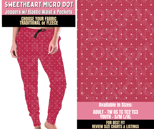 Preorder! Closes 10/15. ETA Jan. Sweetheart Micro Dot Joggers Choose Fleece or Traditional