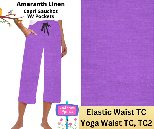 Amaranth Linen Capri Gauchos