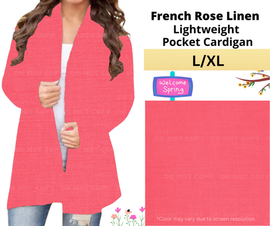 French Rose Linen Pocket Cardigan