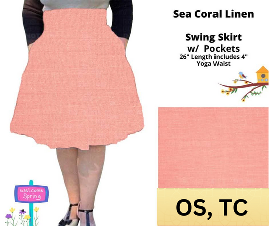 Sea Coral Linen Swing Skirt