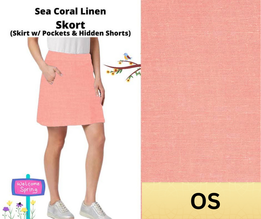 Sea Coral Linen Skort