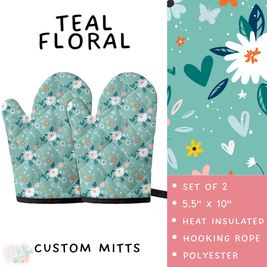 Batch #494 - Mama's Batch 2 - Closes 2/20 - ETA mid/late April - Teal Floral Oven Mitts