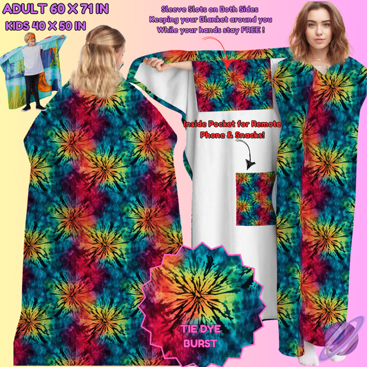 WEARABLE THROW RUN-TIE DYE BURST-PREORDER CLOSING 8/31-  ETA LATE NOV./EARLY DEC.