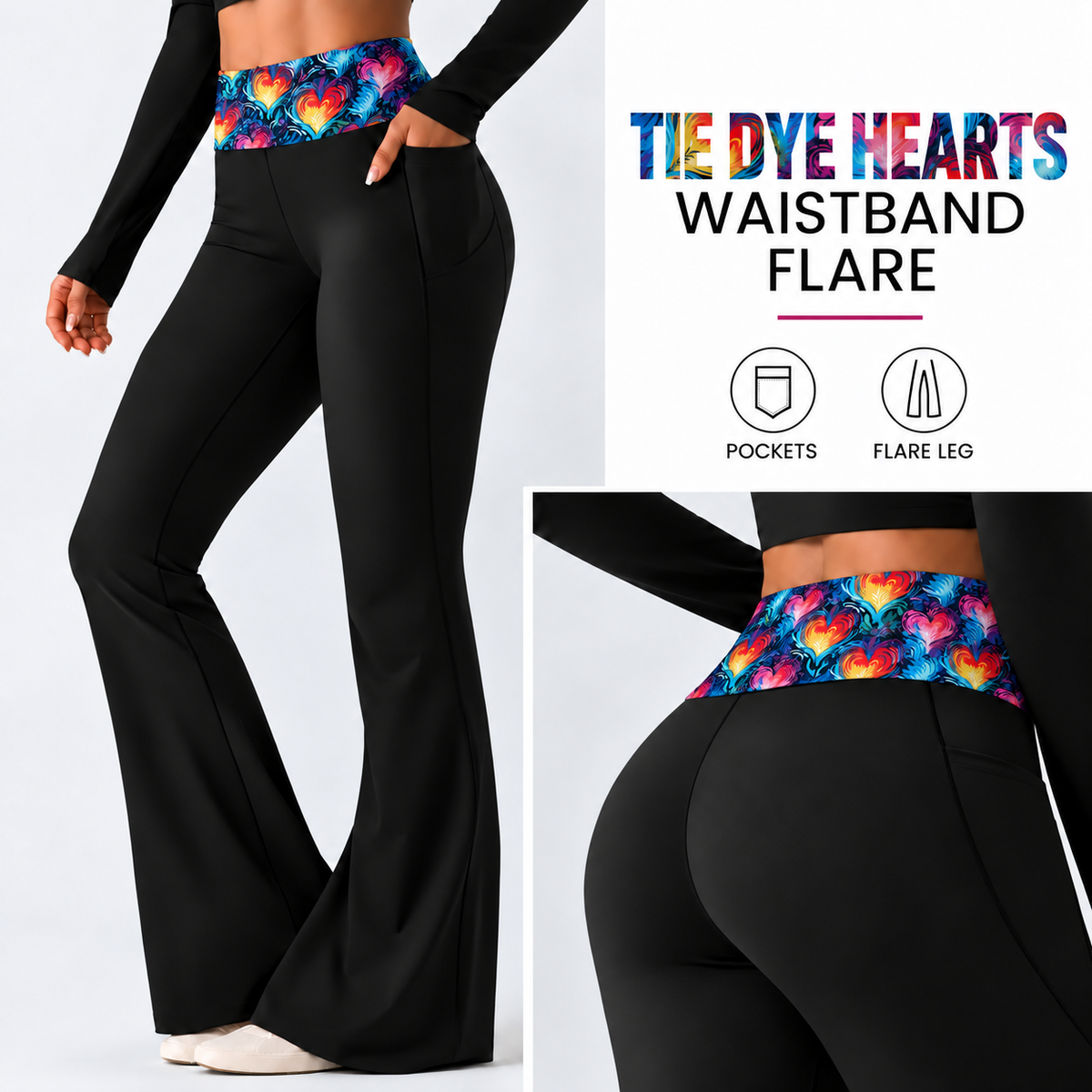 TIE DYE HEARTS-PATTERN WAIST FLARE-PREORDER CLOSING 10/7 , ETA LATE DEC.