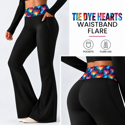 TIE DYE HEARTS-PATTERN WAIST FLARE-PREORDER CLOSING 10/7 , ETA LATE DEC.
