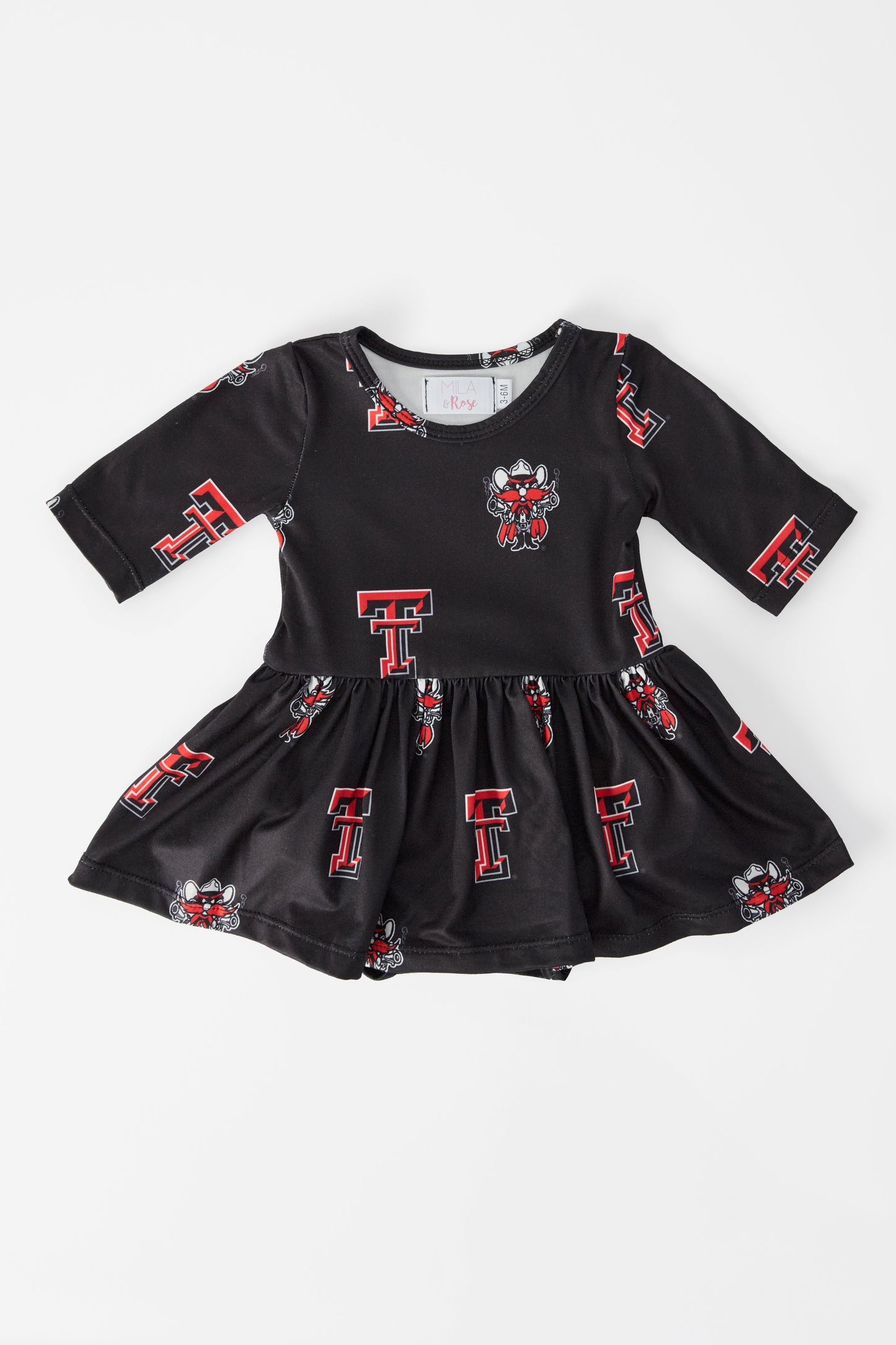 Texas Tech Black Raider Red 3/4 Sleeve Twirl Bodysuit