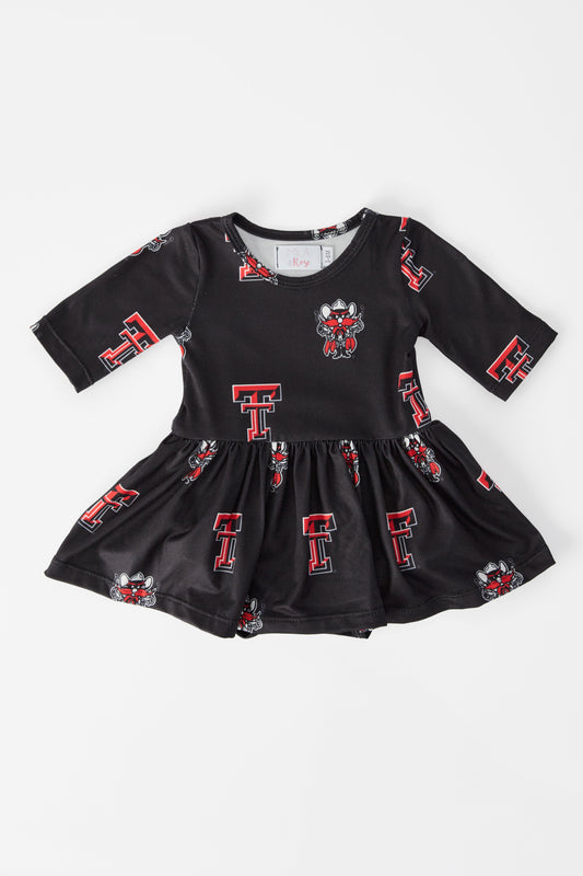 Texas Tech Black Raider Red 3/4 Sleeve Twirl Bodysuit