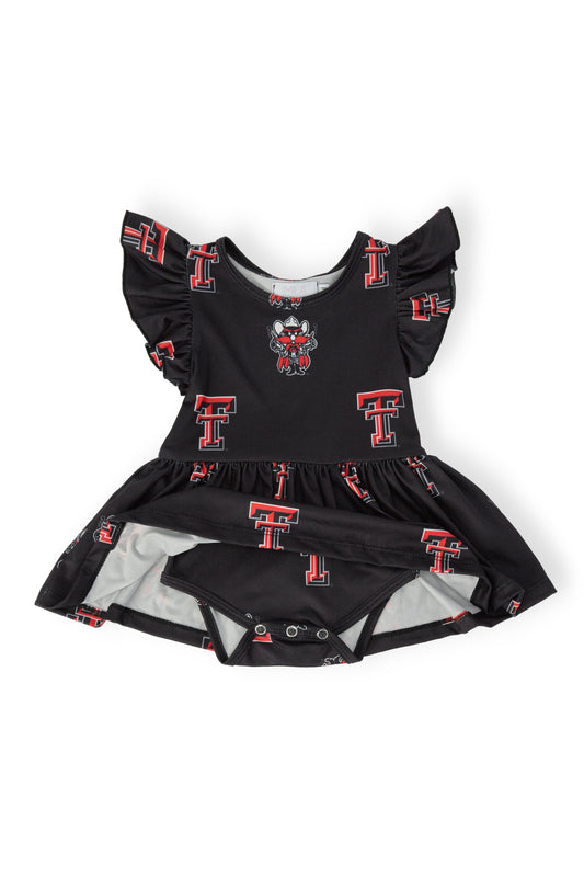 Texas Tech Black Raider Red Flutter Twirl Bodysuit