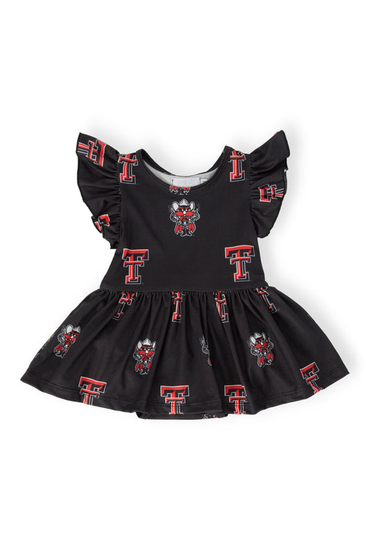 Texas Tech Black Raider Red Flutter Twirl Bodysuit