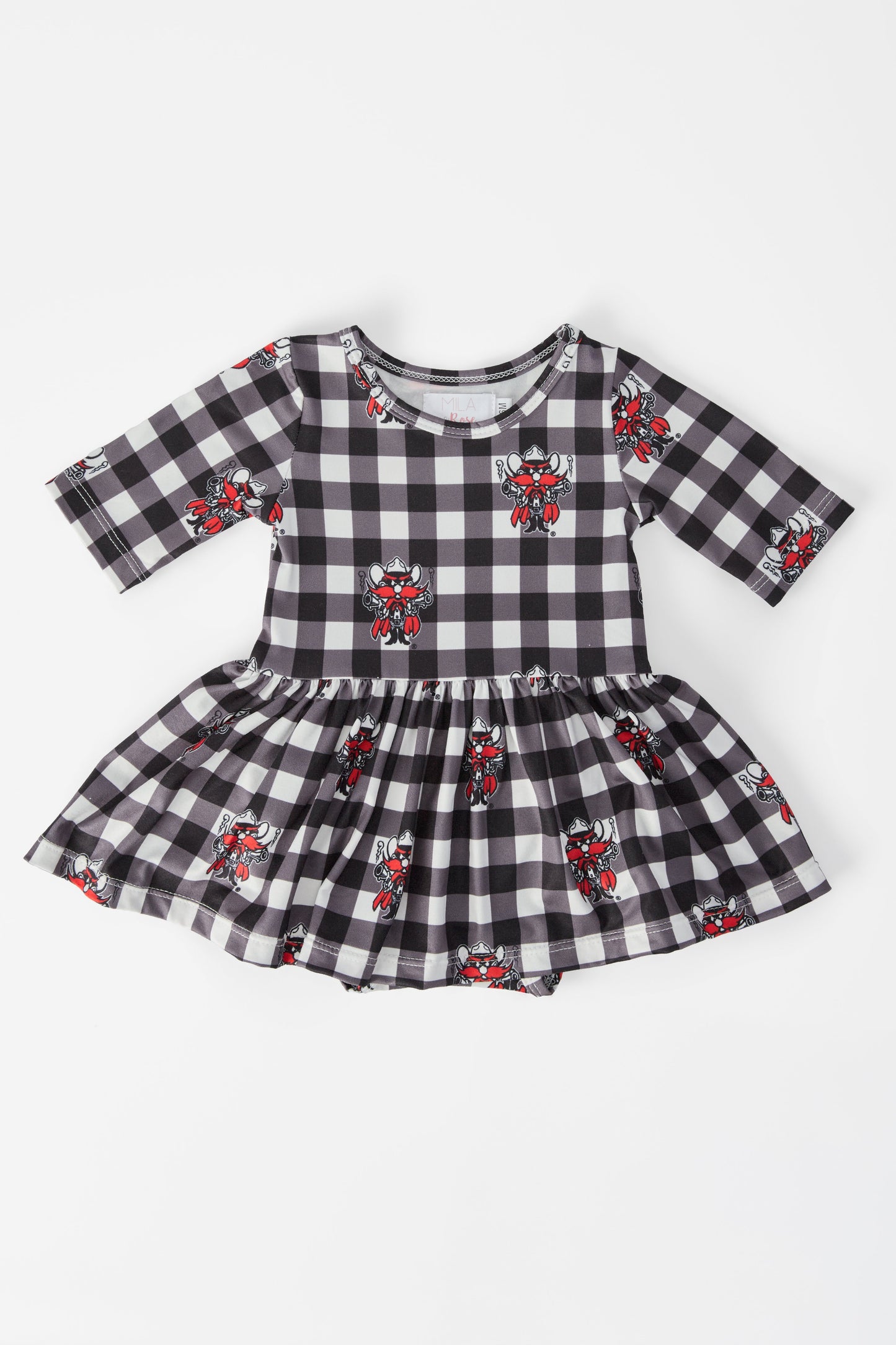 Texas Tech Plaid Raider Red 3/4 Sleeve Twirl Bodysuit