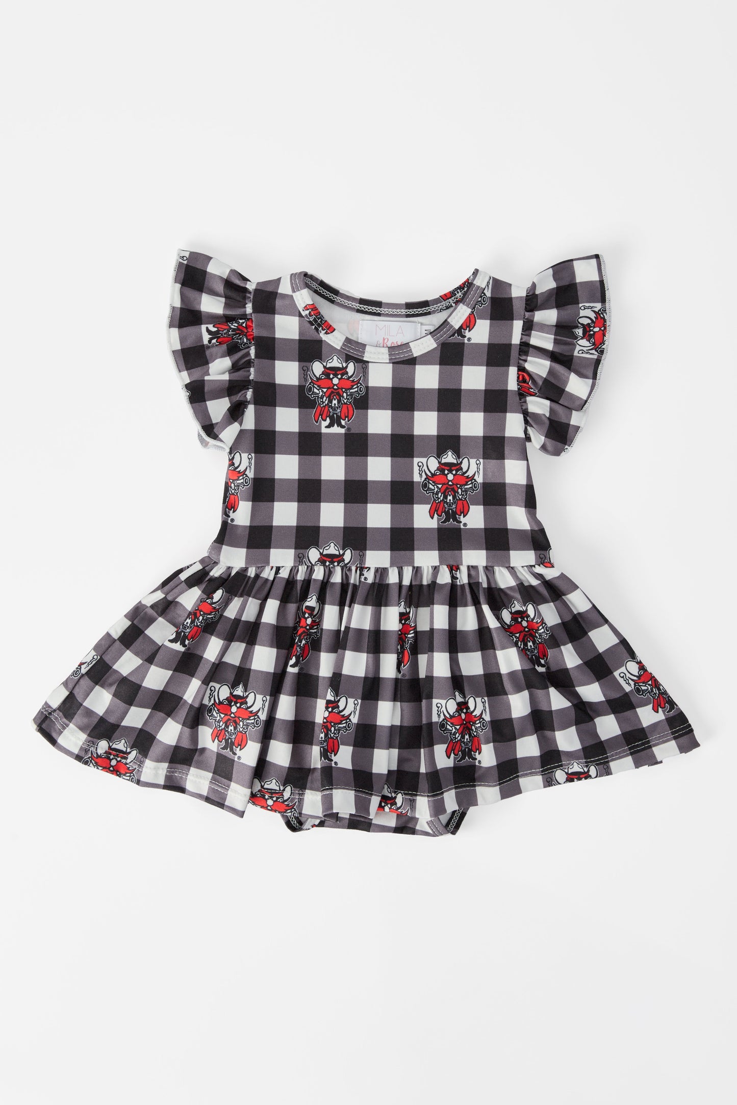 Texas Tech Plaid Raider Red Flutter Twirl Bodysuit