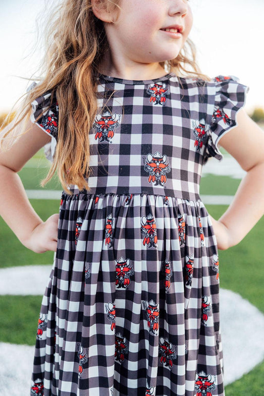 Texas Tech Plaid Raider Red Flutter Twirl Dress