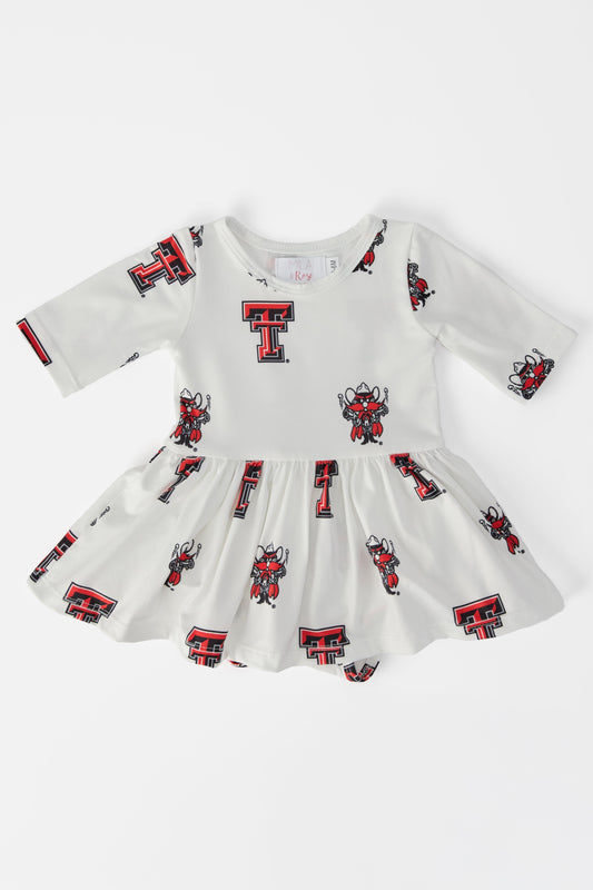 Texas Tech White Raider Red 3/4 Sleeve Twirl Bodysuit