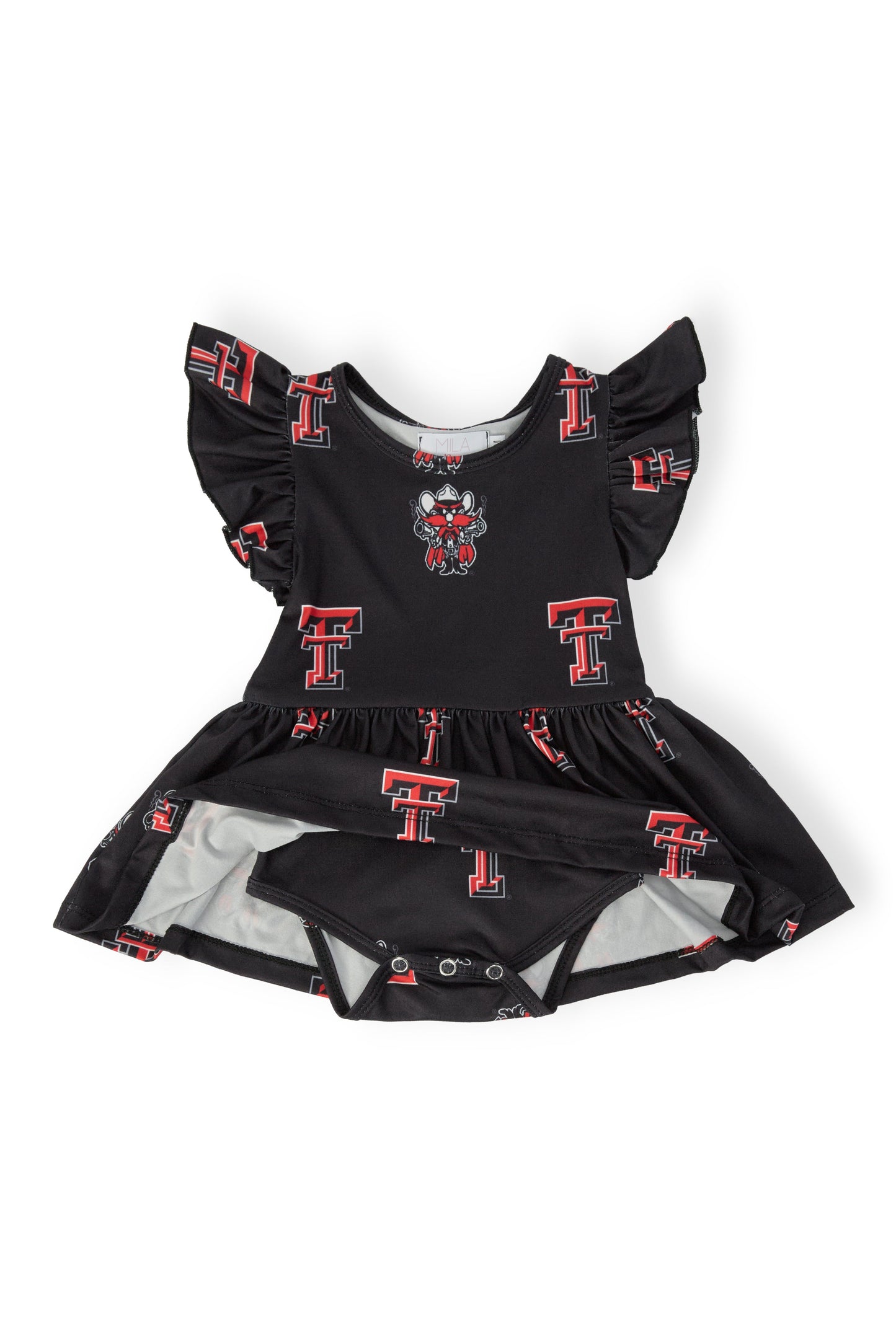 Texas Tech Black Raider Red Flutter Twirl Bodysuit