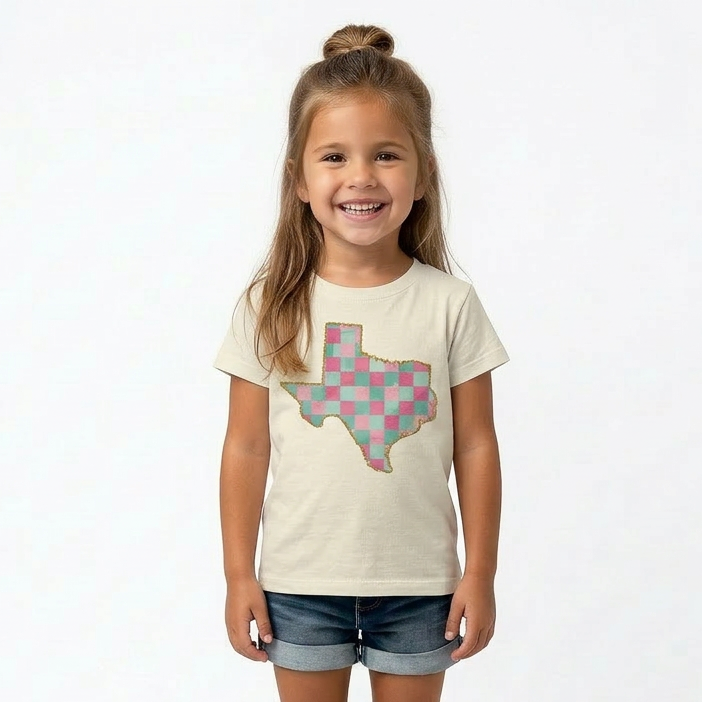 Texas Pastel Checkered Youth & Toddler Graphic Tshirt