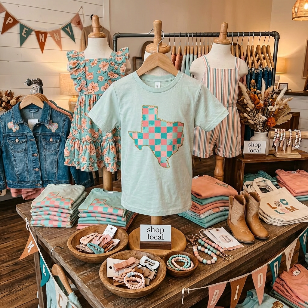 Texas Pastel Checkered Youth & Toddler Graphic Tshirt