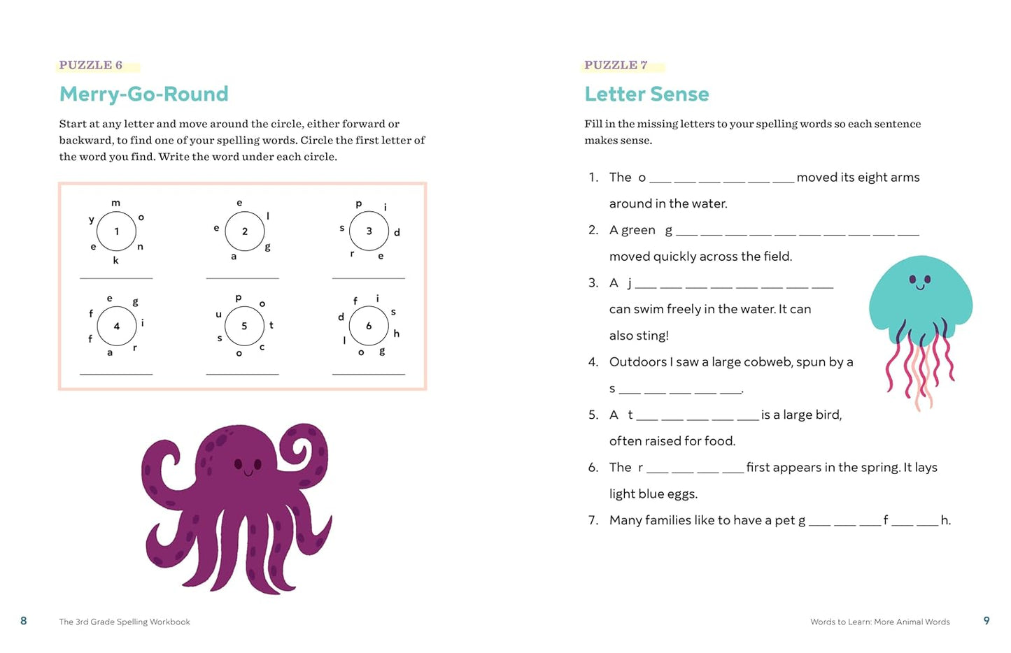 The 3rd Grade Spelling Workbook: 95+ Games and Puzzles to Improve Spelling Skills (Spiral Bound)