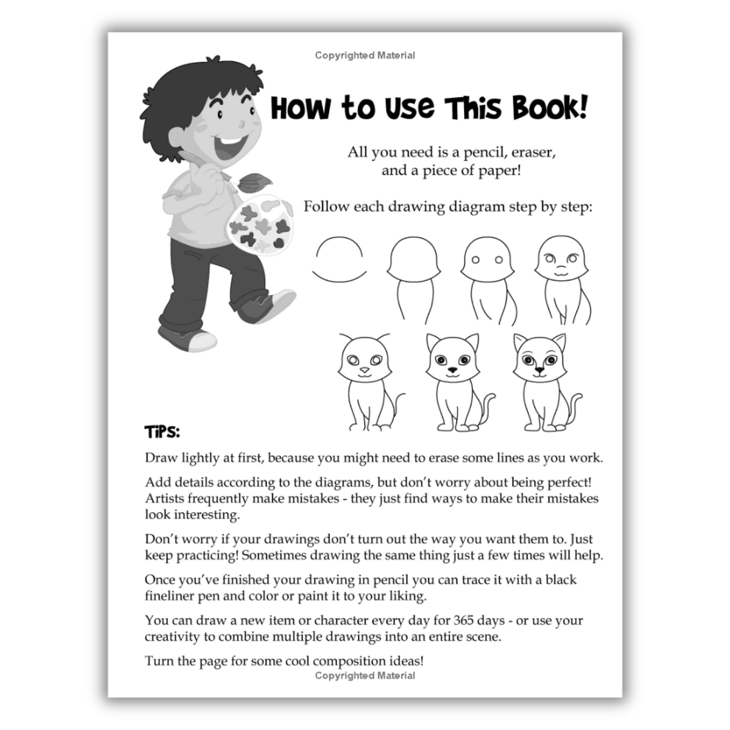 The Drawing Book for Kids: 365 Daily Things to Draw, Step by Step (Woo! Jr. Kids Activities Books) (Spiral Bound)