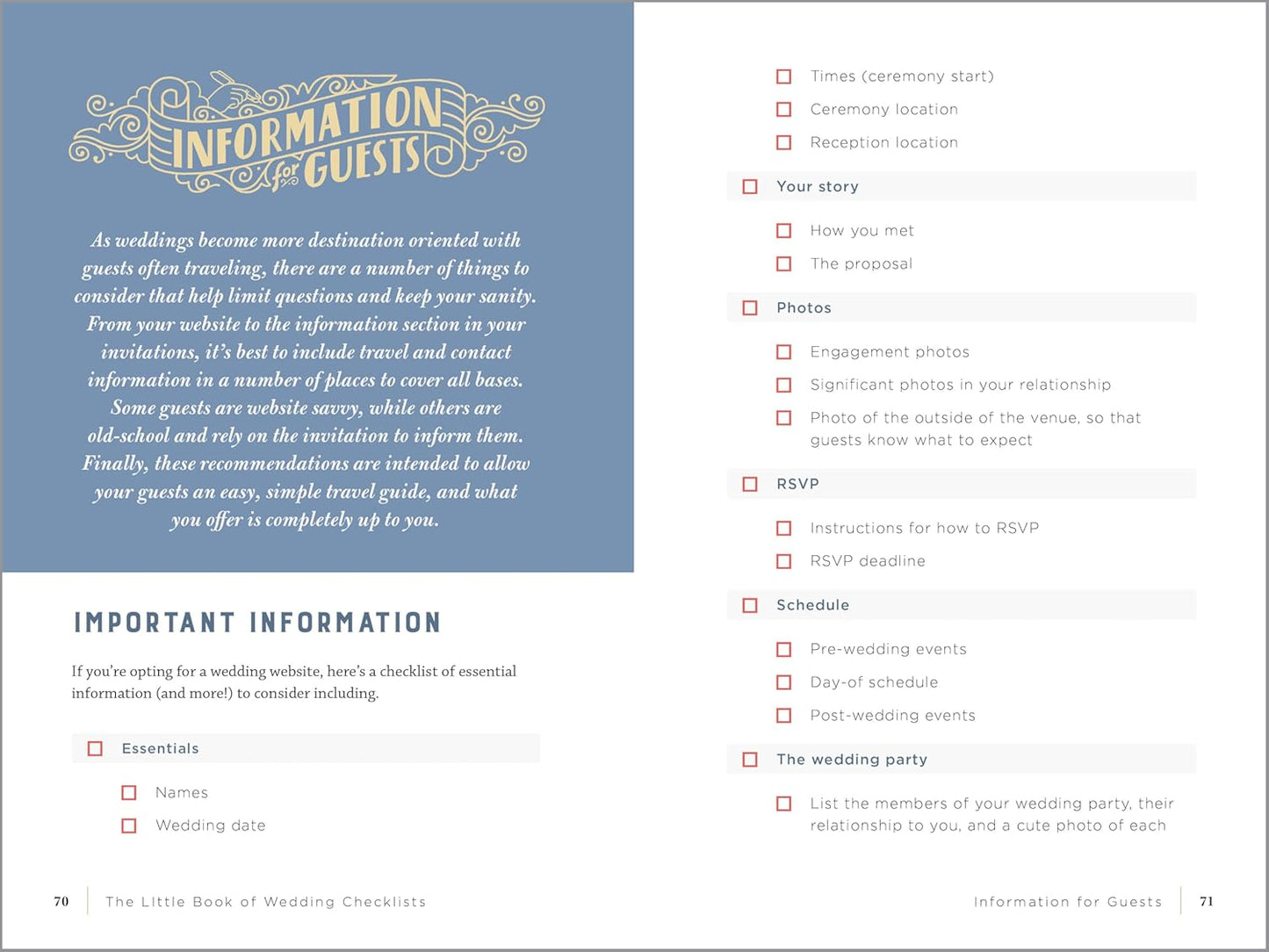 The Little Book of Wedding Checklists: All the Lists and Tips You Need to Plan the Big Day (Spiral Bound)